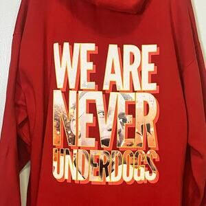 KC Chiefs Super Bowl Champions Mahomes Kelce “NEVER UNDERDOGS” Hoodie Size XXL